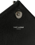 Sheepskin Matelasse Chevron Monogram Large College Satchel Black