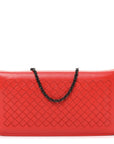 Nappa Intrecciato Continental Wallet on Chain Red