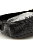 Crackled Calfskin Baguette 26424 Black