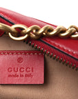 Calfskin Matelasse Mini GG Marmont Chain Shoulder Bag Hibiscus Red