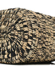Raffia Small Square Basket Tote Bag Black Natural