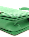 Caviar Quilted Medium Boy Flap Green