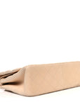 Lambskin Quilted Jumbo Double Flap Beige