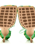 Crochet Stretch Ankle Tie Sandals 37 Kiwi Parakeet