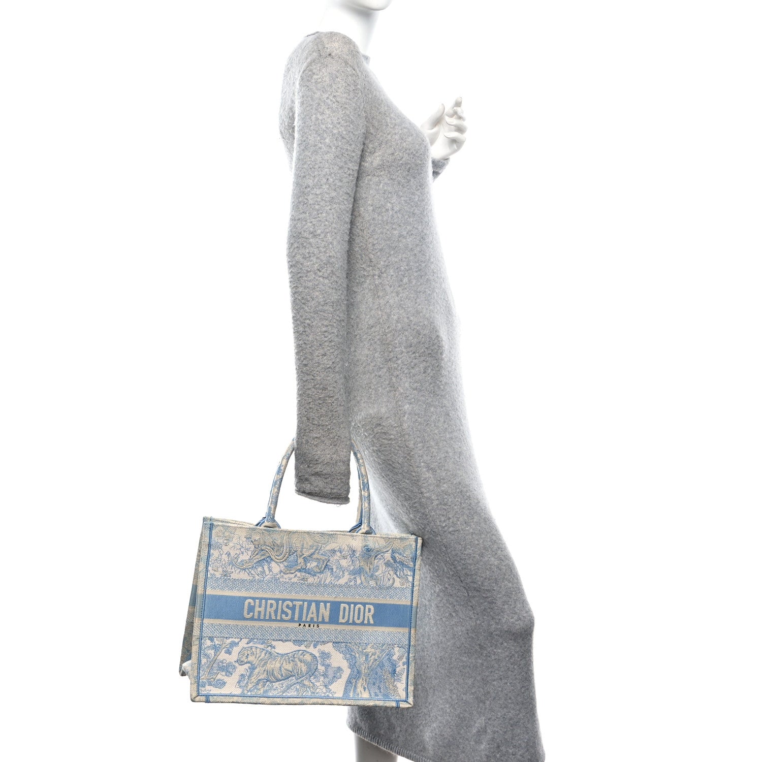 Canvas Embroidered Medium D1ORiviera Toile De Jouy Book Tote Light Blue