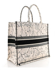 Canvas Embroidered Zodiac Book Tote Latte Multicolor