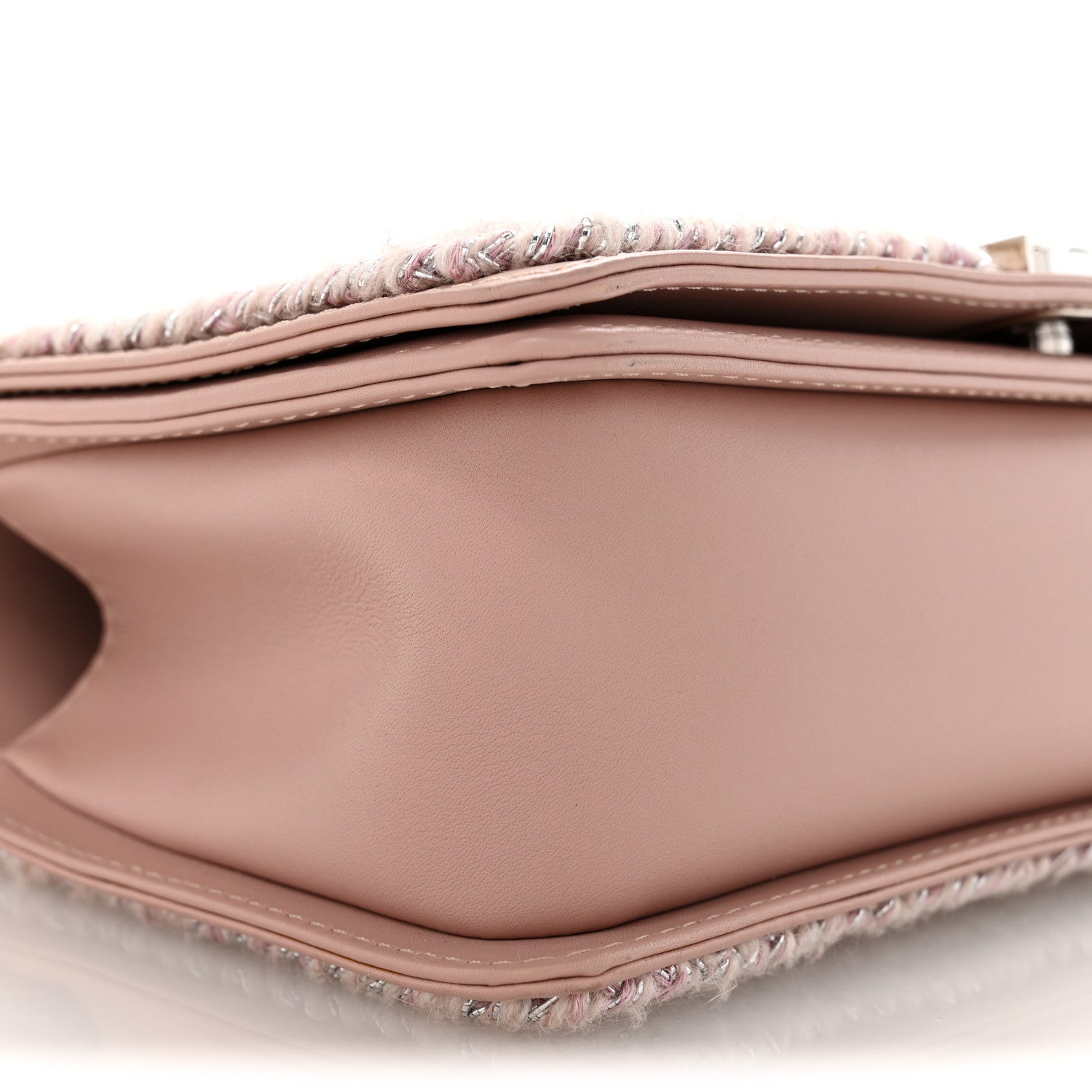 Calfskin Chevron Tweed Medium Boy Flap Pink