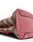 Grainy Calfskin House Check Medium Banner Tote Mauve Pink