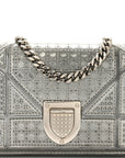 Metallic Patent Micro-Cannage Baby D1ORama Flap Bag Silver