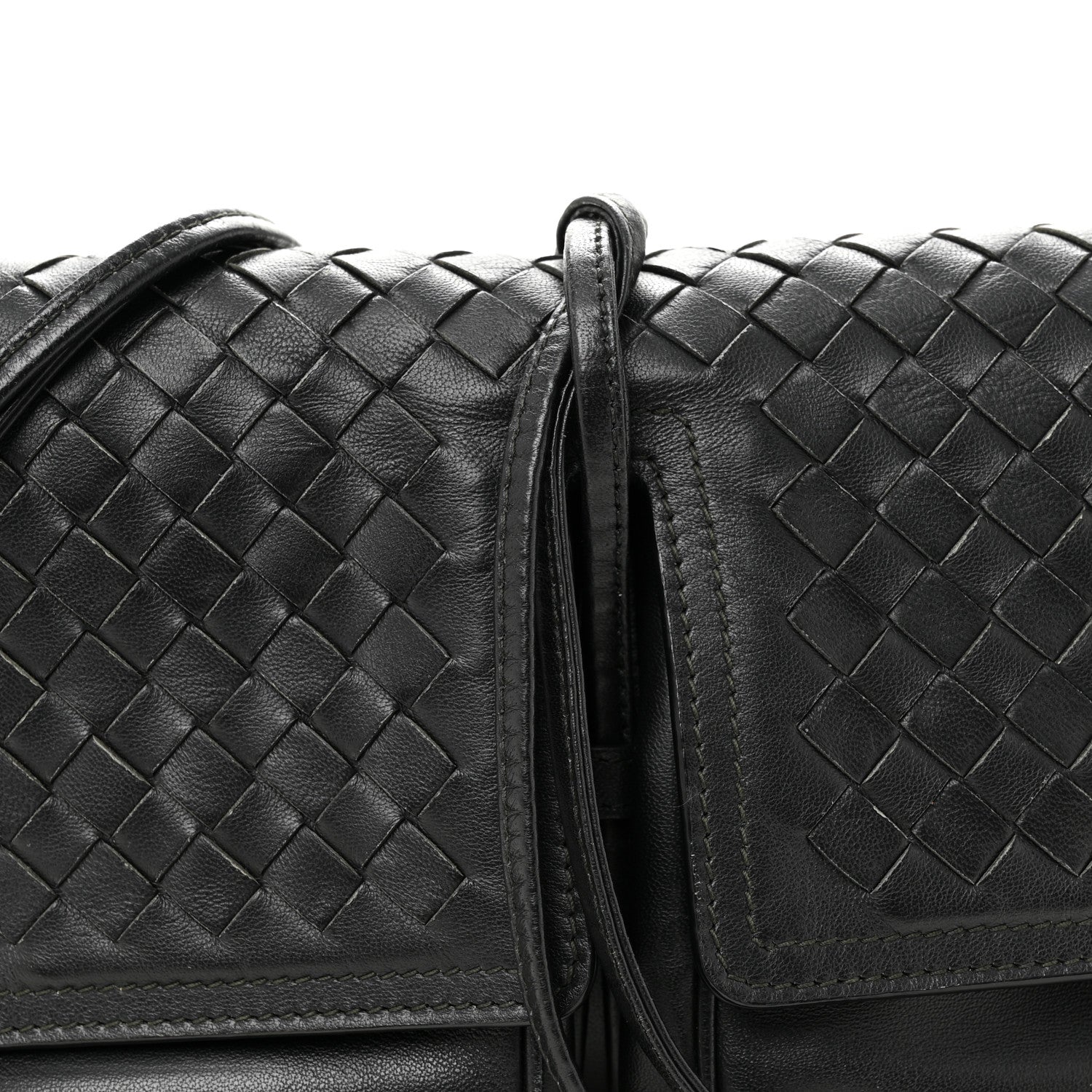 Nappa Intrecciato Small Double Pocket Flap Black