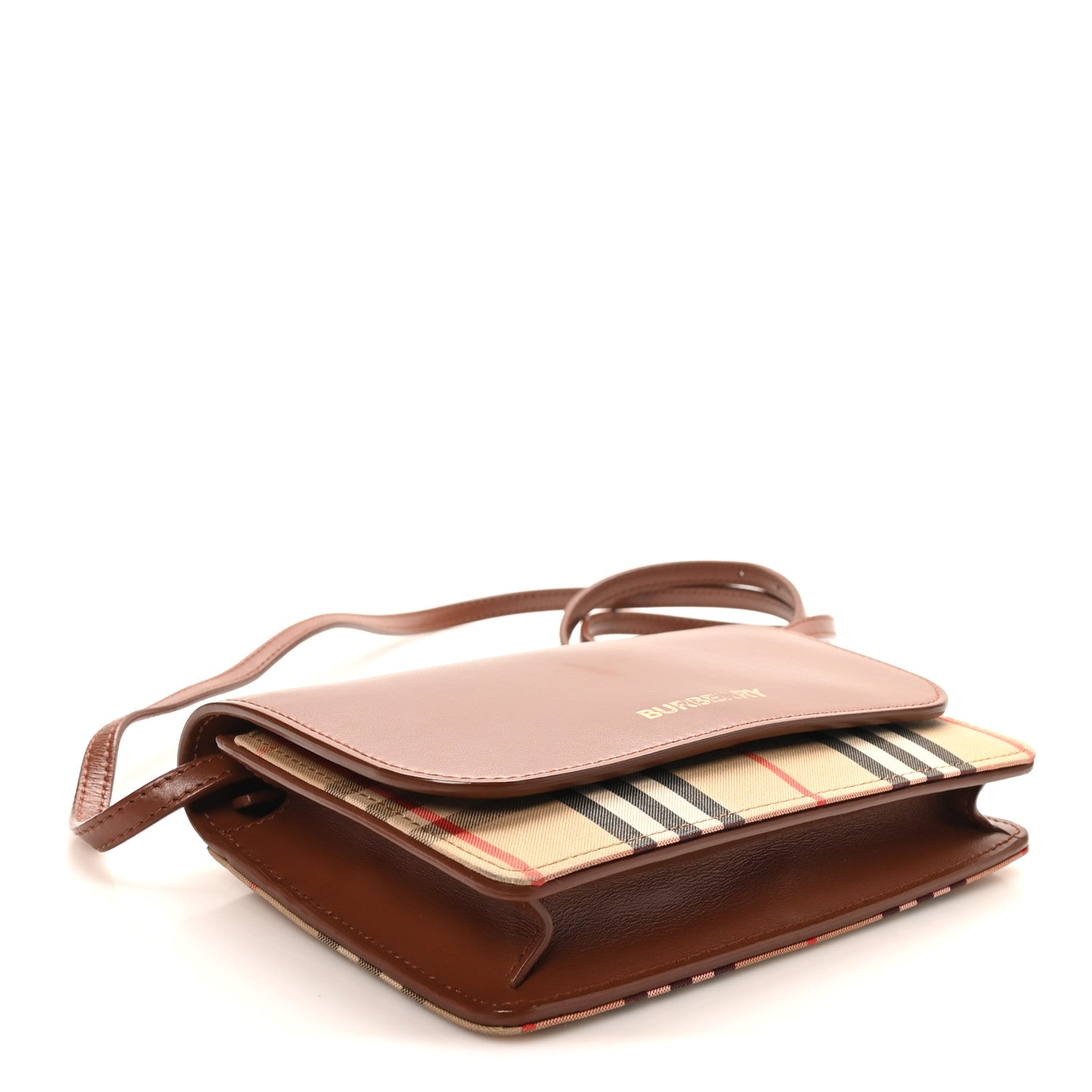 Calfskin House Check Hampshire Wallet On Chain Tan