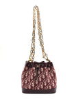 Oblique Drawstring Chain Bucket Bag Burgundy