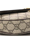 GG Supreme Monogram Textured Dollar Calfskin Web Mini Ophidia Envelope Shoulder Bag Beige Ebony