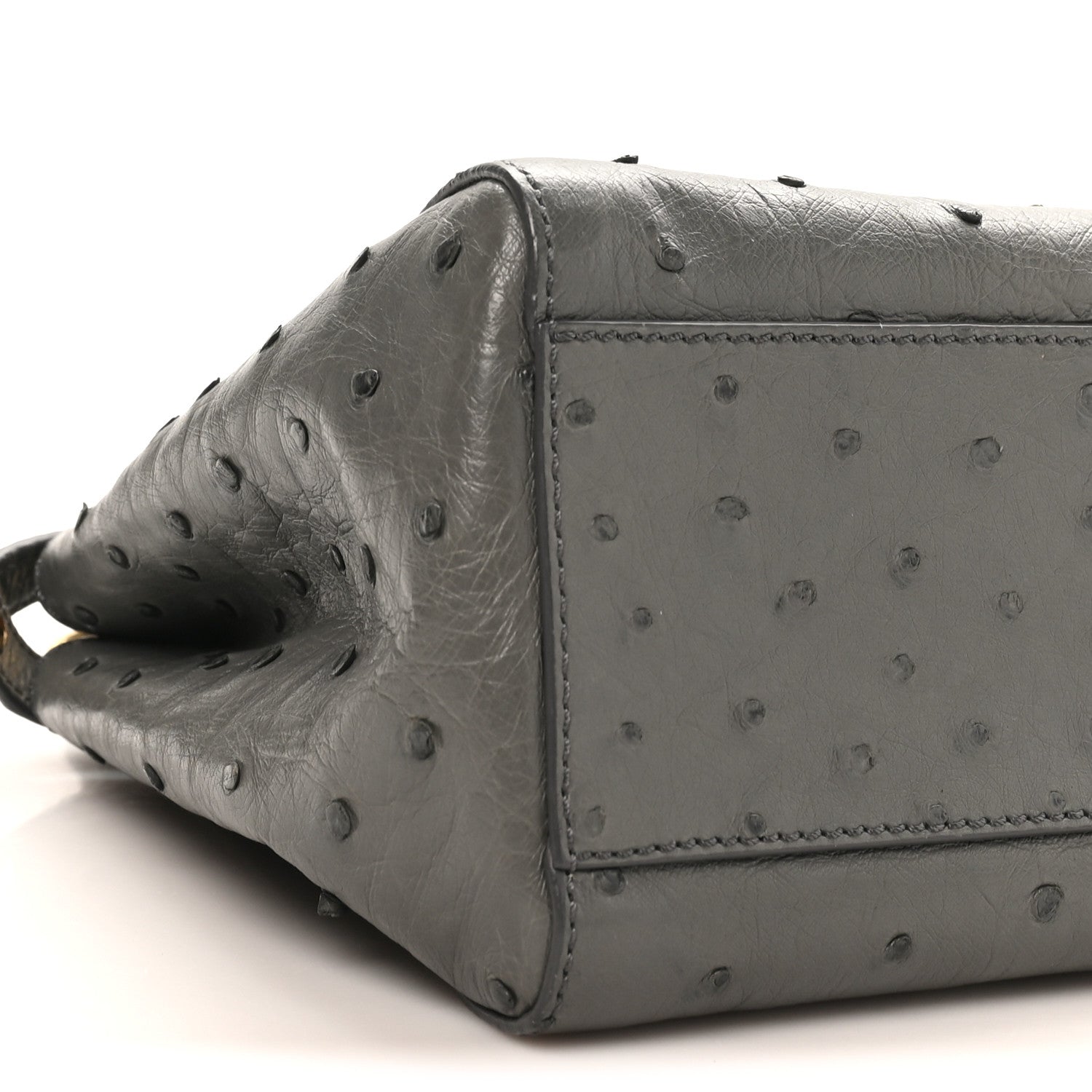 Ostrich Shiny Nappa Mini Peekaboo Iconic Satchel Grey