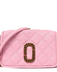 Grained Calfskin Quilted Double Stitched Small The Status Shoulder Bag Pink