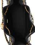 Washed Denim Quilted Mini CHNL 25 Handbag Black