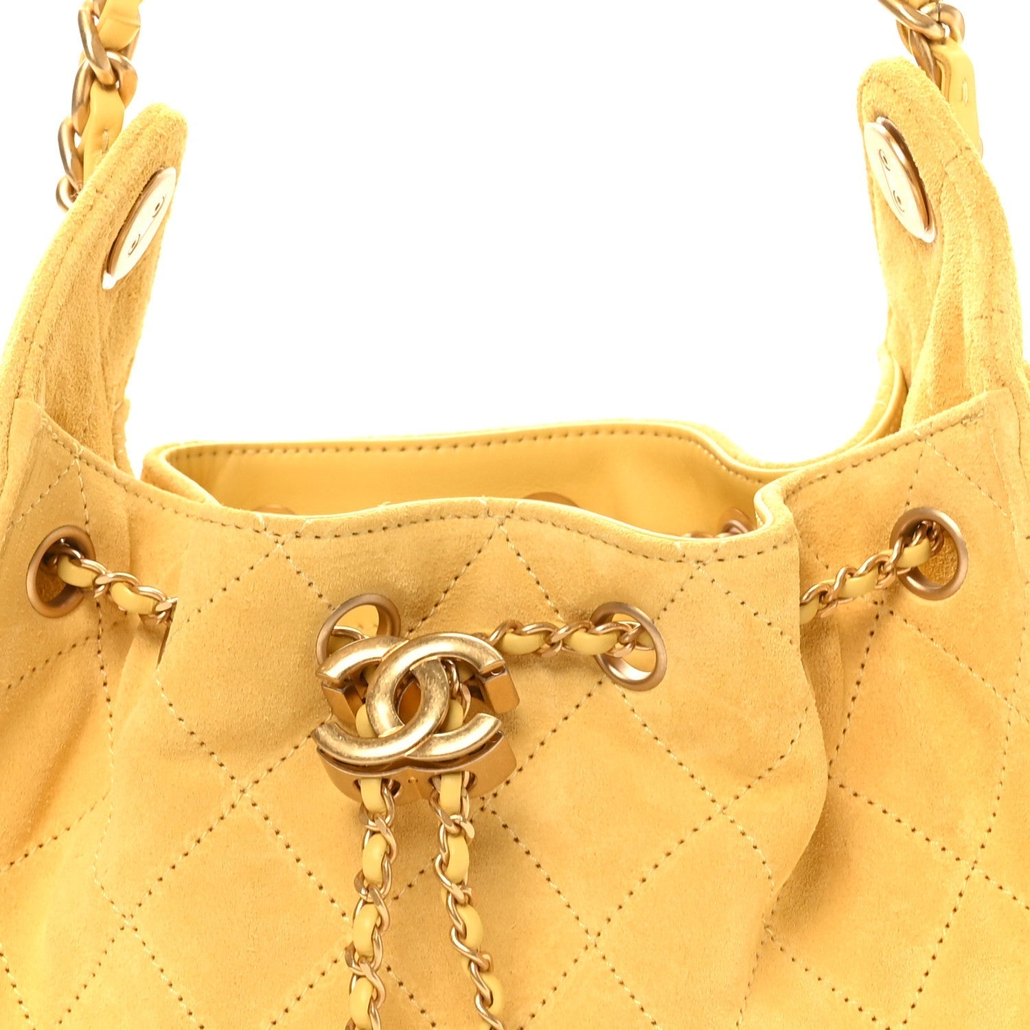 Suede Quilted Mini CHNL 25 Handbag Yellow