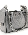 Metallic Caviar Quilted Mini CHNL 25 Handbag Anthracite