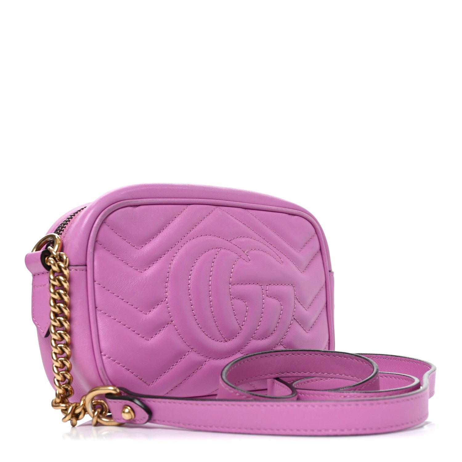 Calfskin Matelasse Mini GG Marmont Chain Shoulder Bag Candy Mousse