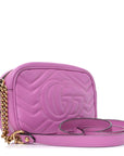 Calfskin Matelasse Mini GG Marmont Chain Shoulder Bag Candy Mousse