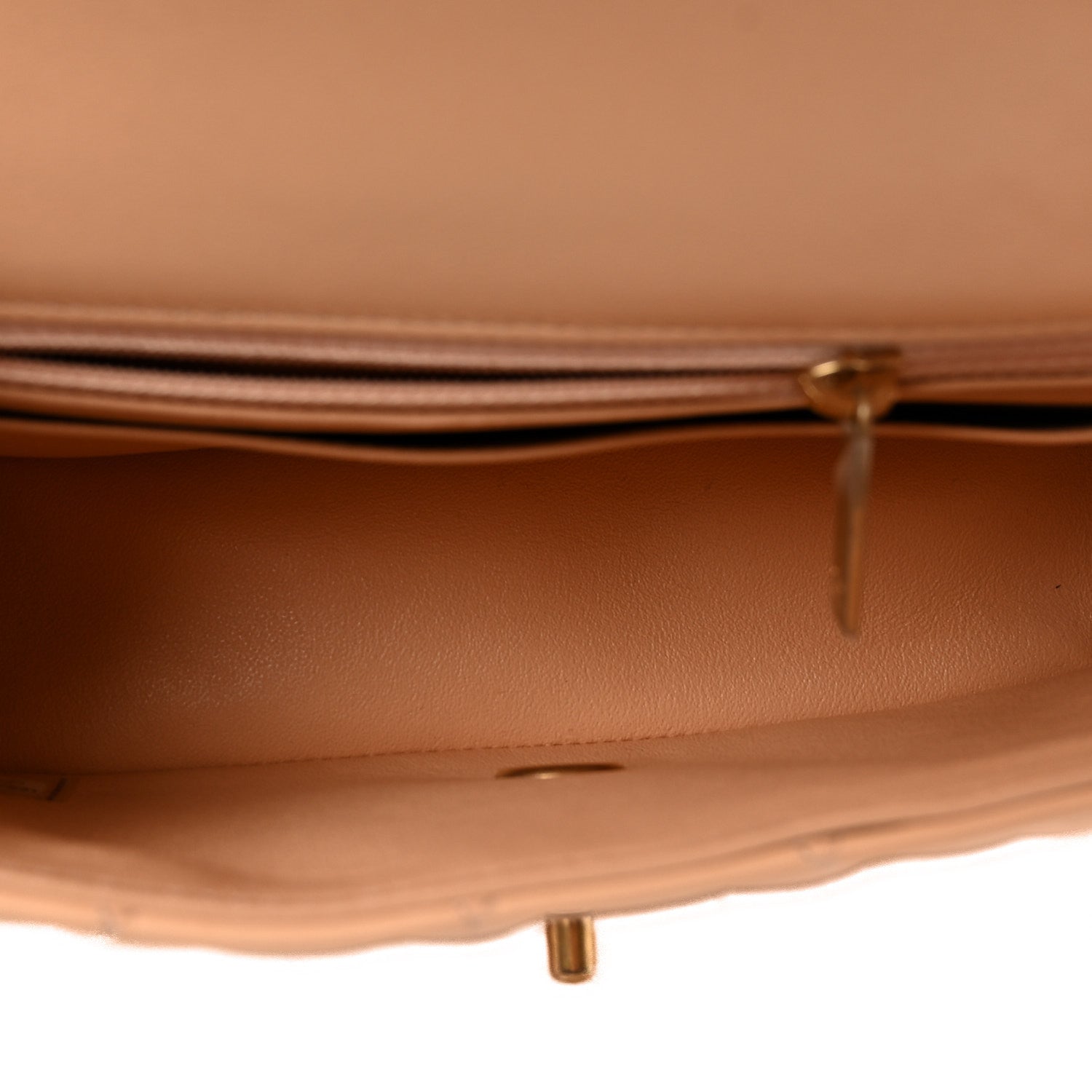 Lambskin Quilted Mini Rectangular Flap Beige