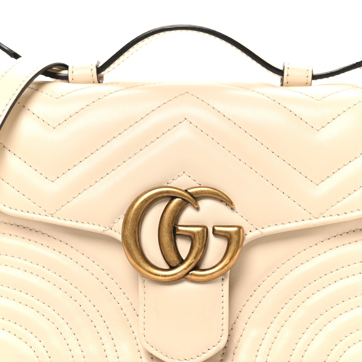 Calfskin Matelasse Mini GG Marmont Top Handle Shoulder Bag White