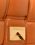 Lambskin Maxi Intreccio Padded Chain Cassette Crossbody Bag Caramel