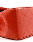 Lambskin Quilted Jumbo Double Flap Red