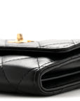 Lambskin Quilted Pearl Crush Clutch With Chain Black