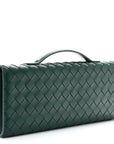 Nappa Intrecciato Long Andiamo Top Handle Clutch Emerald Green