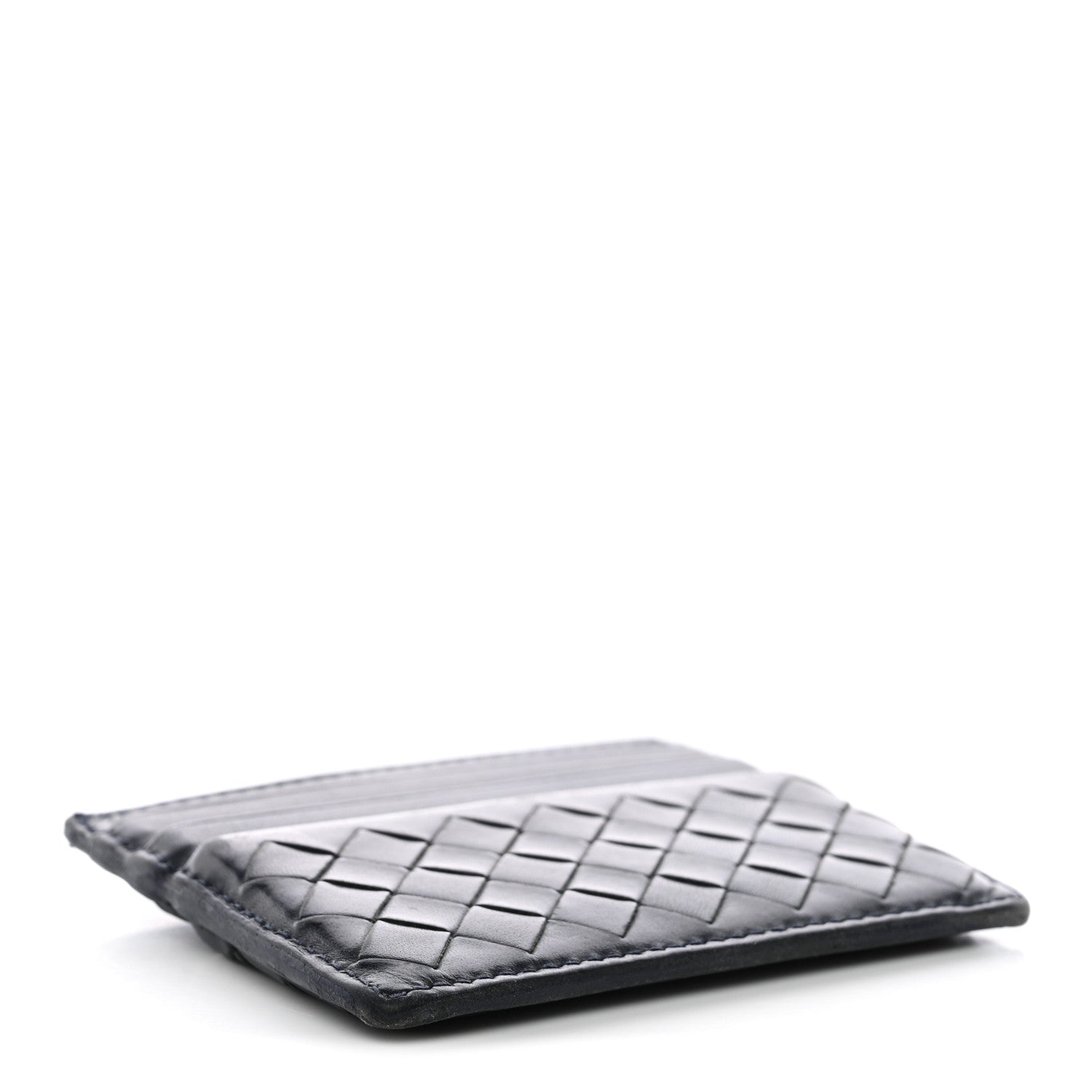 Nappa Intrecciato Card Holder Deep Blue