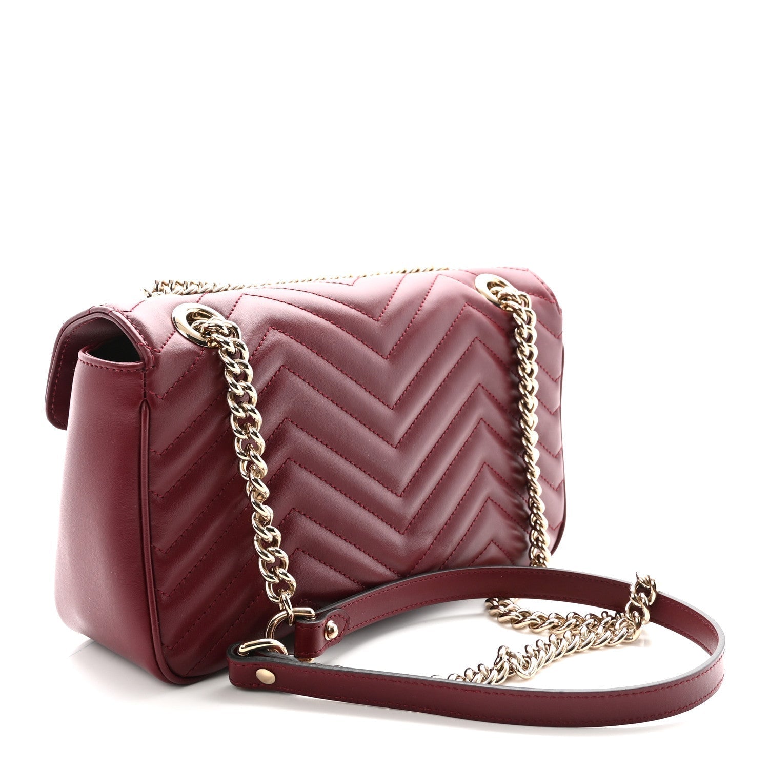 Calfskin Matelasse Small GG Marmont Shoulder Bag Rosso Ancora Red