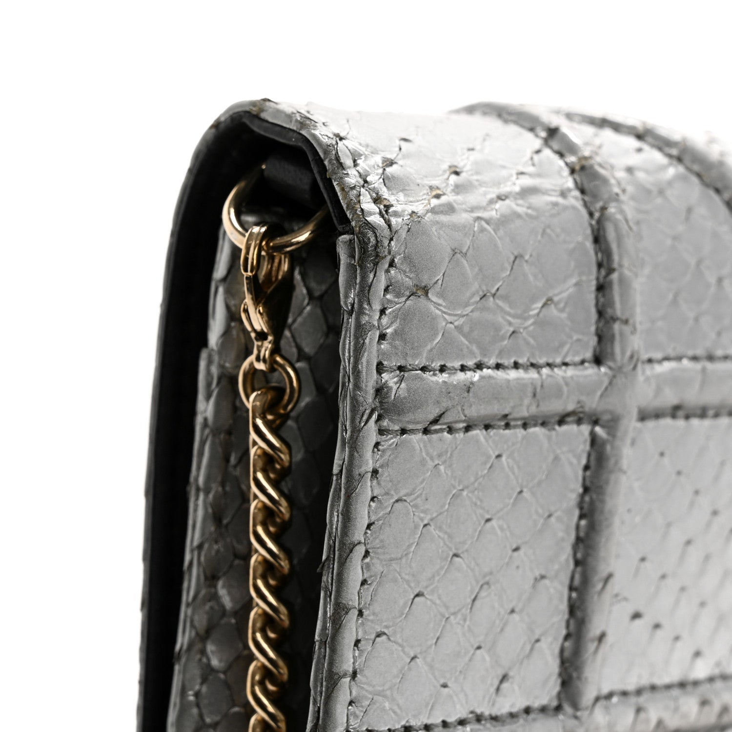 Snakeskin D1ORama Wallet on Chain Pouch Silver