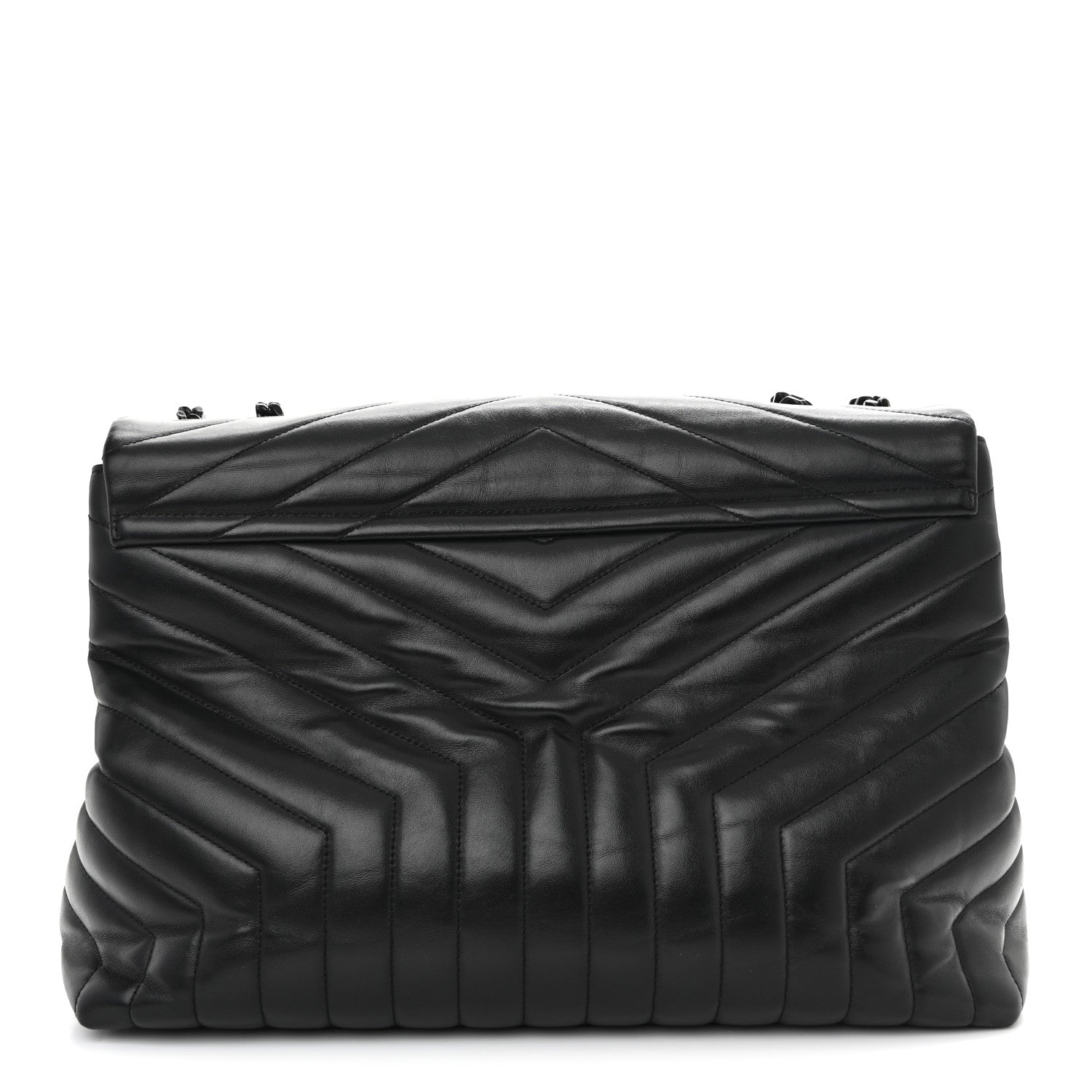 Calfskin Y Quilted Monogram Monochrome Large Loulou Chain Satchel Black