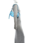 Extra Supple Calfskin Crocodile Embossed Le Cagole Shoulder Bag XS Sky Blue