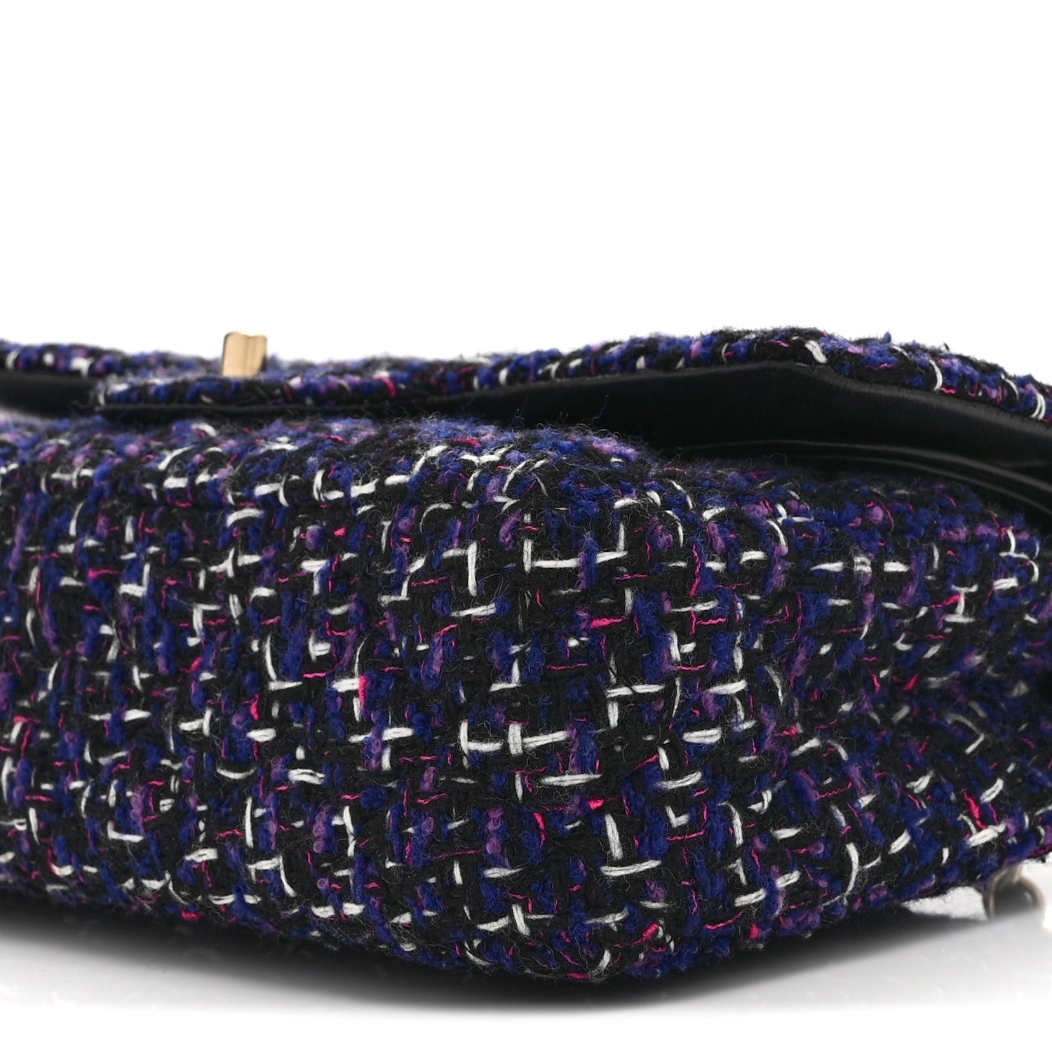 Tweed Quilted Medium Double Flap Dark Purple