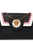 Calfskin Medusa Whipstitch Envelope Clutch Black White