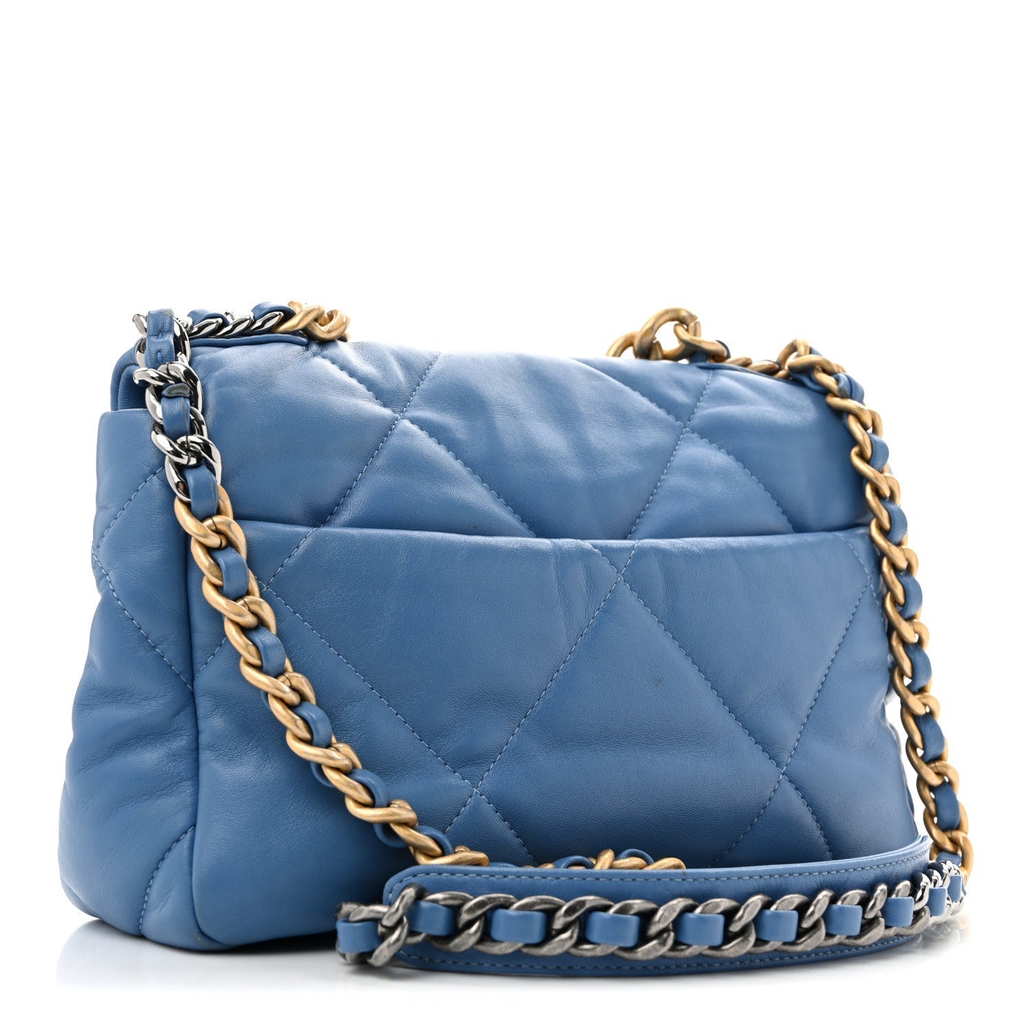 Lambskin Quilted Medium CHNL 19 Flap Blue