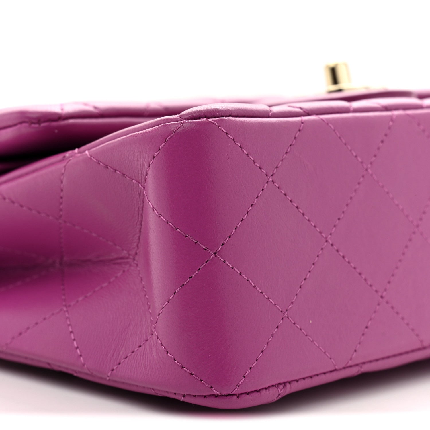 Lambskin Quilted Small Double Flap Purple