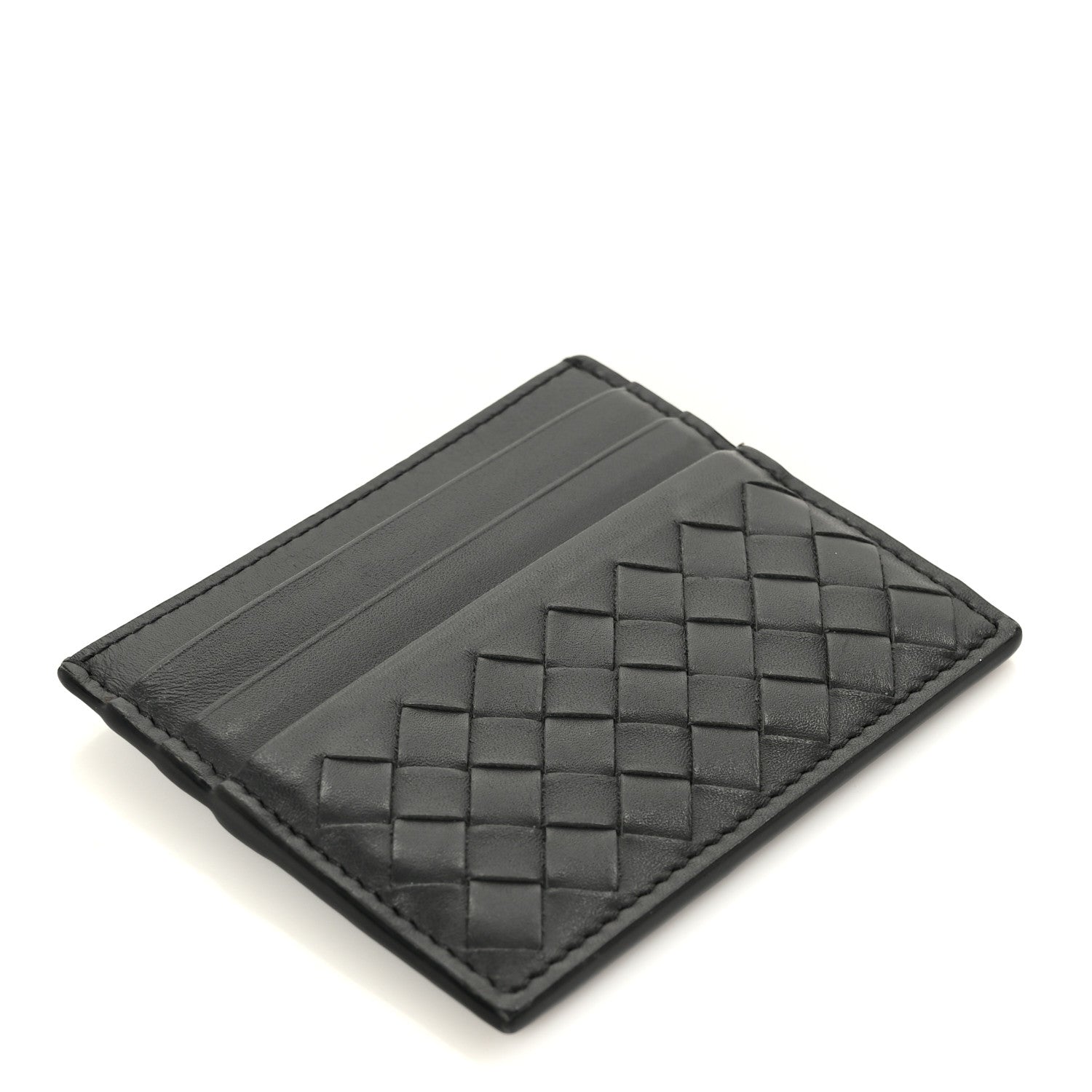 Nappa Intrecciato Card Holder Ardoise