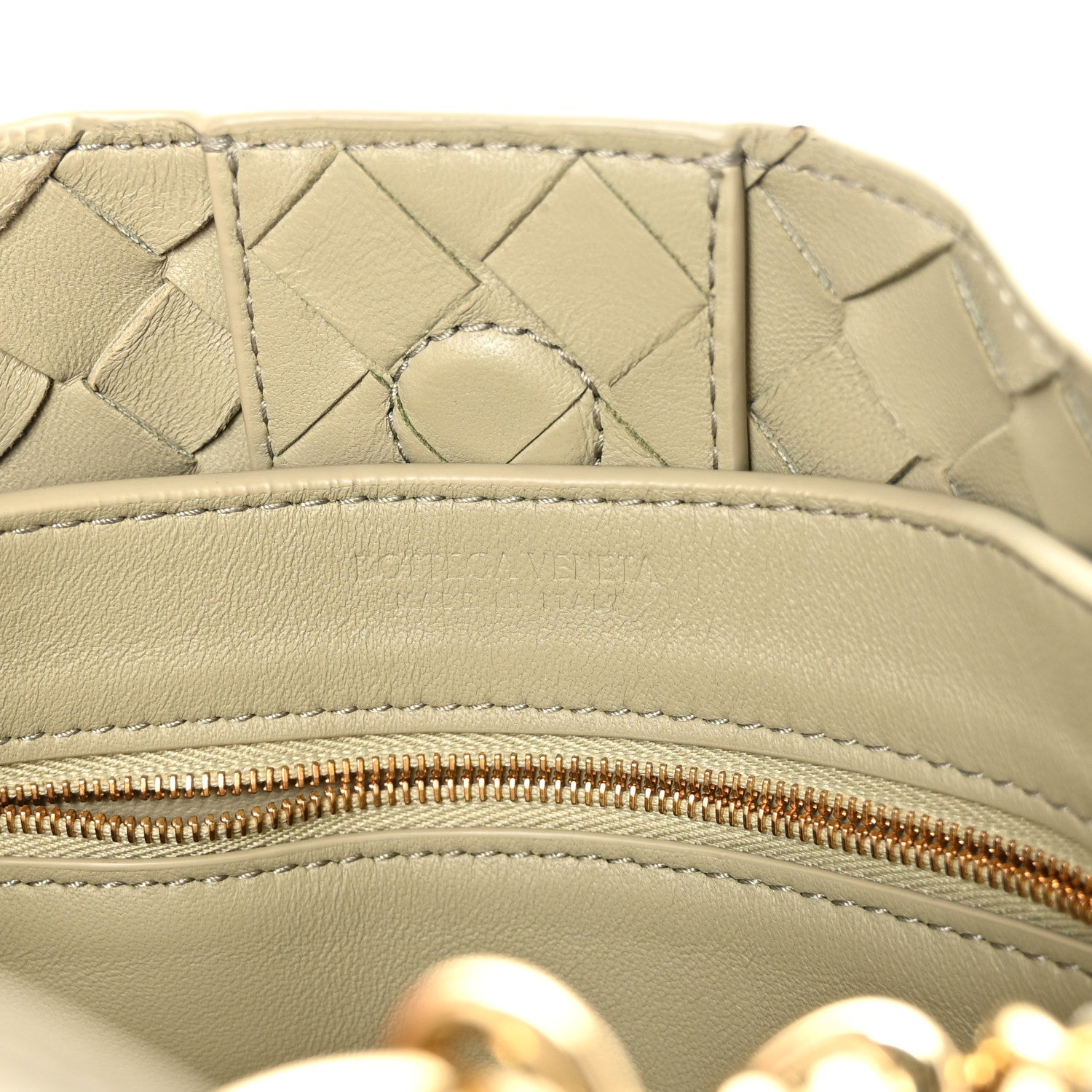 Nappa Intrecciato Small Andiamo With Chain Shoulder Bag Travertine