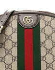 GG Supreme Monogram Textured Dollar Calfskin Web Small Ophidia Dome Shoulder Bag Beige Ebony New Acero
