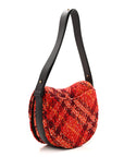 Tweed Check Medium Rocking Horse Crossbody Red Black