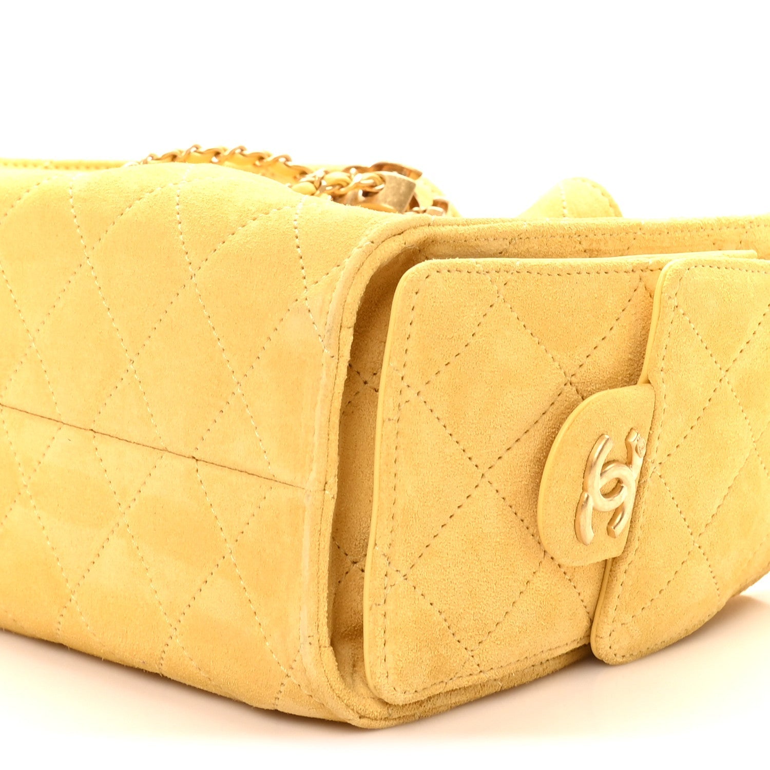 Suede Quilted Mini CHNL 25 Handbag Yellow
