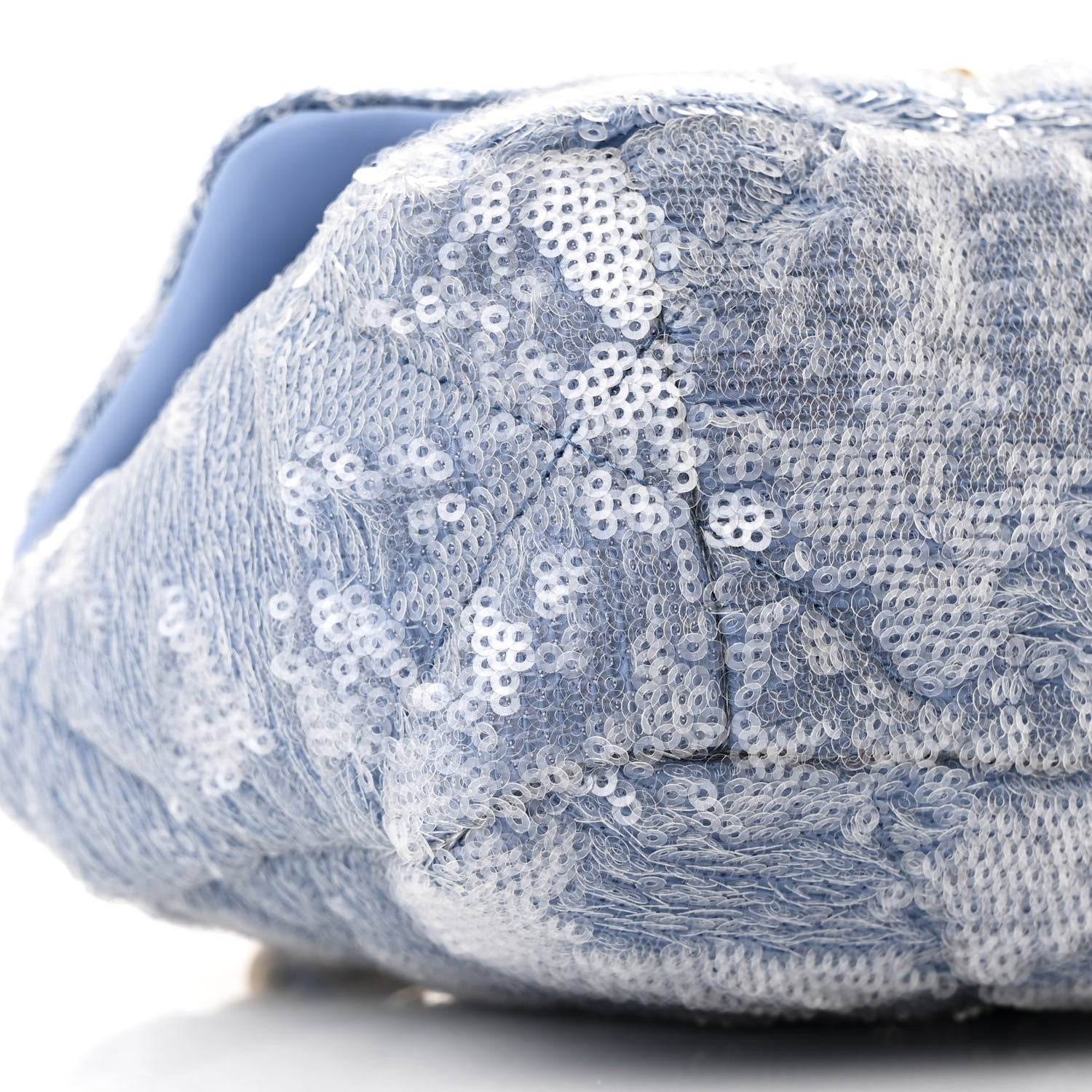 Sequin Quilted Medium CHNL 19 Flap Light Blue
