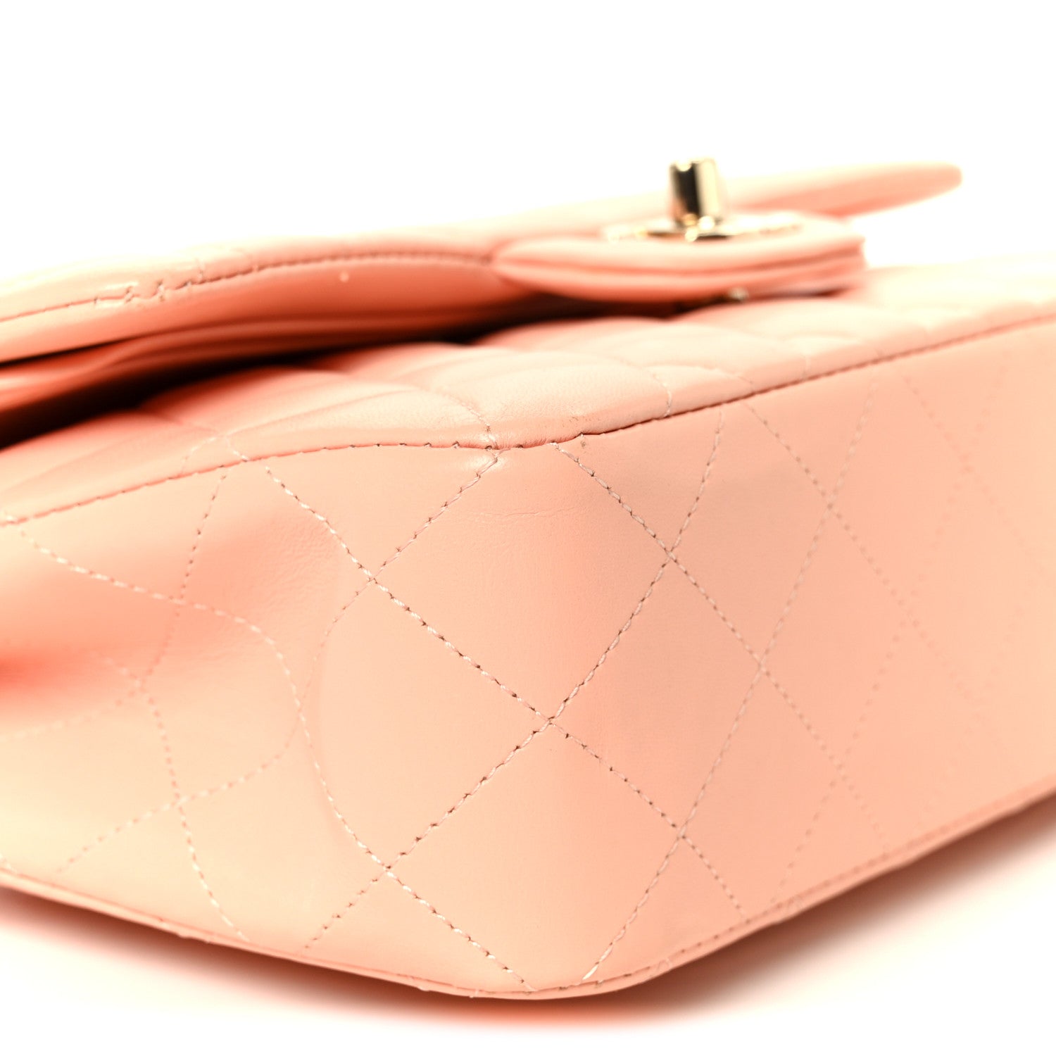 Lambskin Quilted Small Double Flap Light Orange