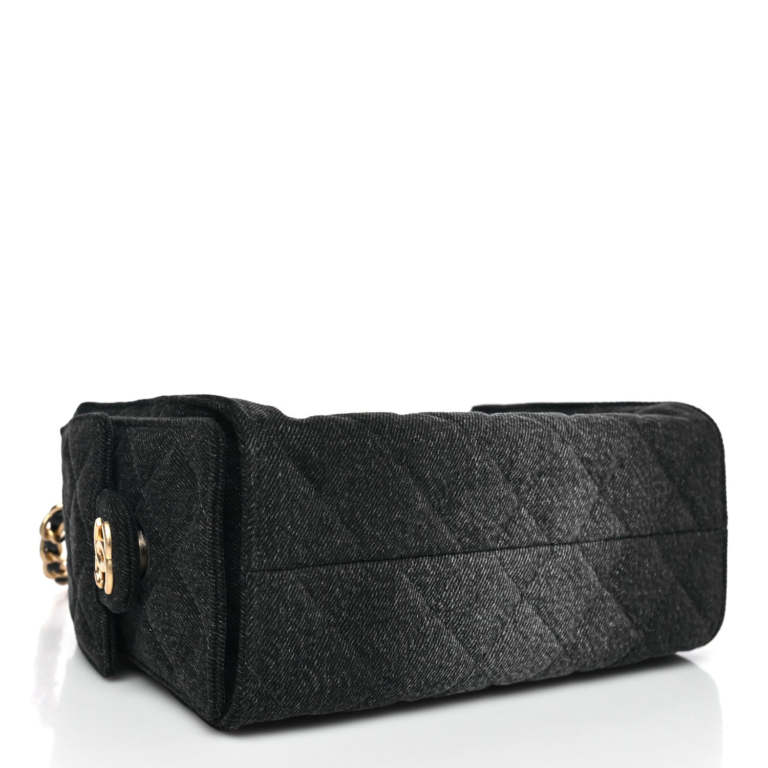 Washed Denim Quilted Mini CHNL 25 Handbag Black