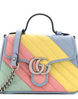Calfskin Matelasse Diagonal Mini GG Marmont Top Handle Shoulder Bag Multicolor Pastel