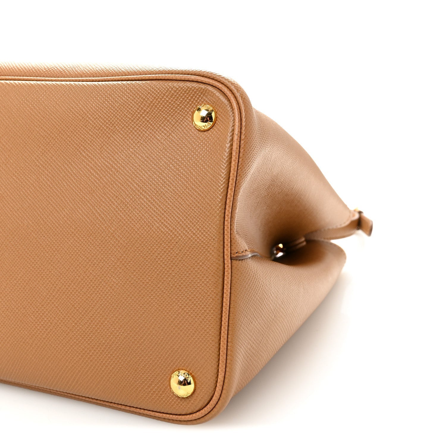 Saffiano Cuir Medium Double Bag Caramel Fuoco