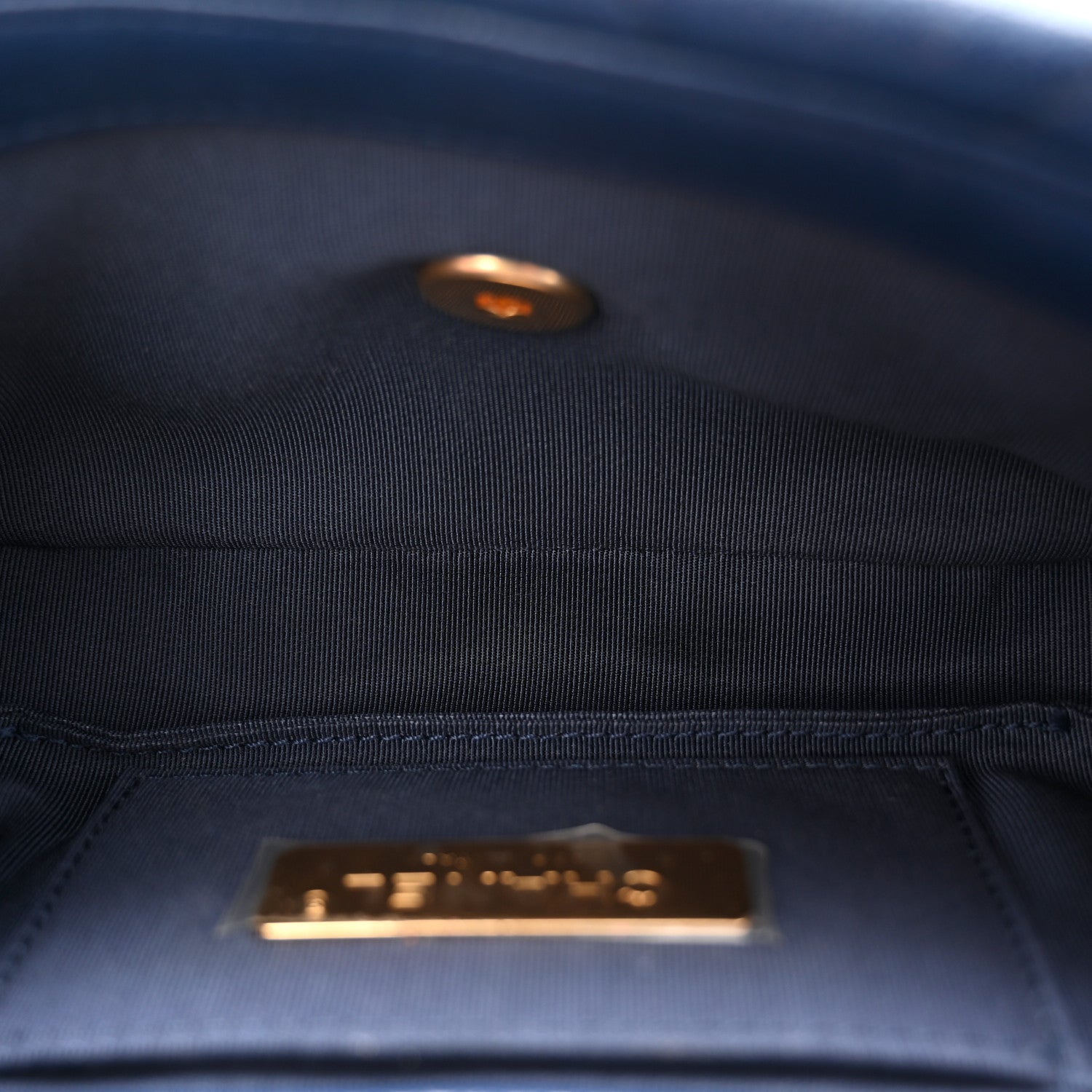 Goatskin Quilted CHNL 19 Waist Bag Dark Blue
